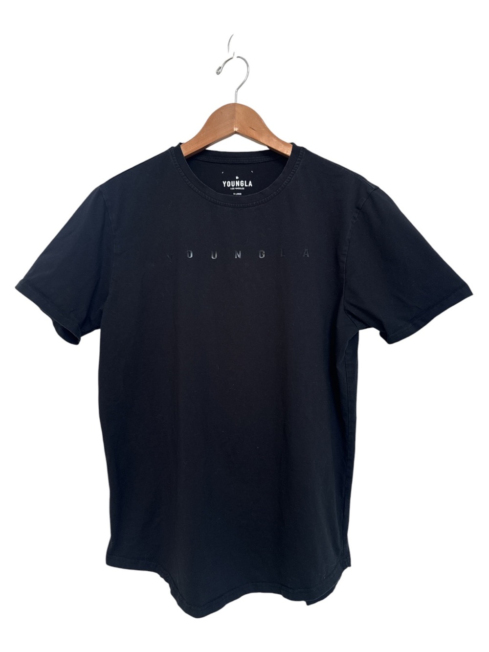 YoungLA Black Minimal Logo Crew Tee